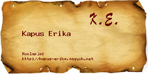 Kapus Erika névjegykártya